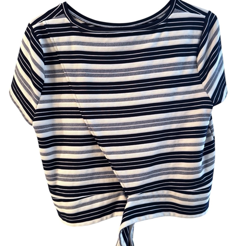 LOFT Black and White Crop Tie Back Top - Picture 5 of 9